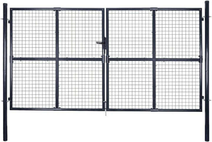 Tidyard Gartentor Gartentür Zauntor Zauntür mit 3 Schlüssel, aus Verzinkter Stahl, Grün, 289 x 175 c