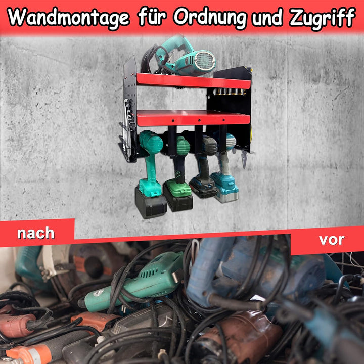 YRHome Werkzeugspeicher Aufbewahrung Akku Schlagbohrschrauber Wandhalterung für 4 Elektrowerkzeug 3-