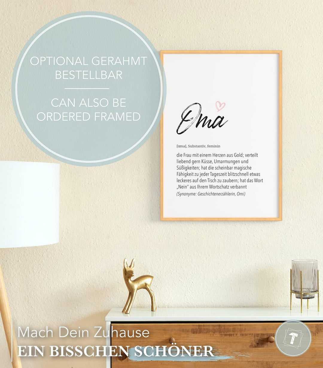 Papierschmiede® Herz Definition: Oma, DIN A1 (ca. 59x84 cm), Poster für Wohnzimmer, Schlafzimmer, Wa