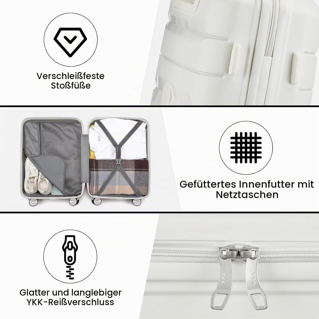 Sea choice Hartschalen Koffer Trolley Erweiterbar Kabinen Handgepäck 100% PP Leicht Reisekoffer mit
