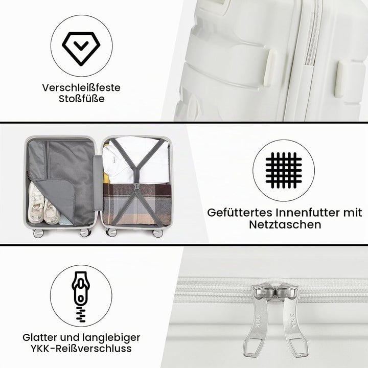Sea choice Hartschalen Koffer Trolley Erweiterbar Kabinen Handgepäck 100% PP Leicht Reisekoffer mit