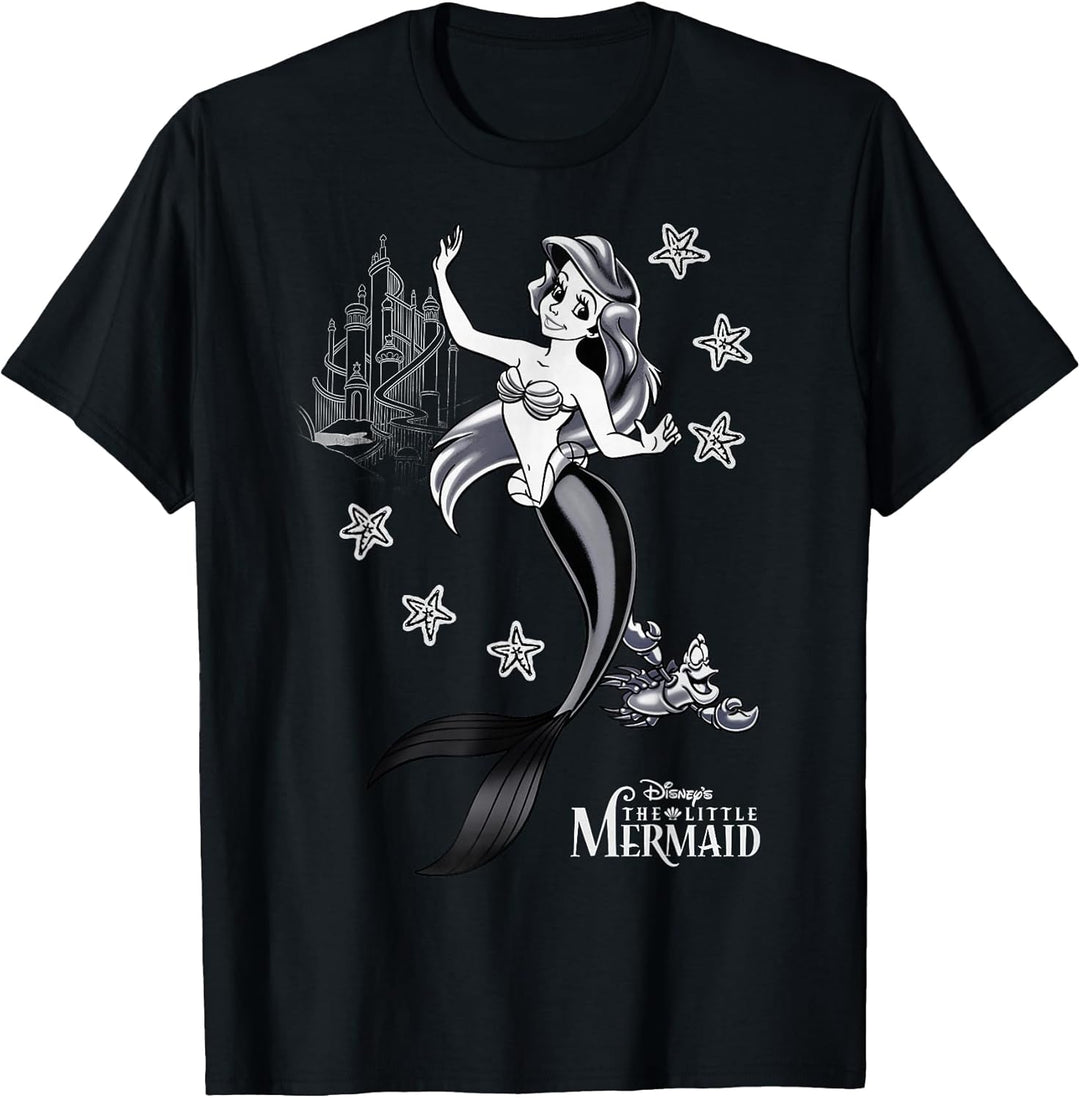 Mens Disney Little Mermaid Ariel Sebastian Under The Sea T-Shirt Small Asphalt