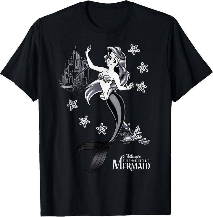 Mens Disney Little Mermaid Ariel Sebastian Under The Sea T-Shirt Small Asphalt