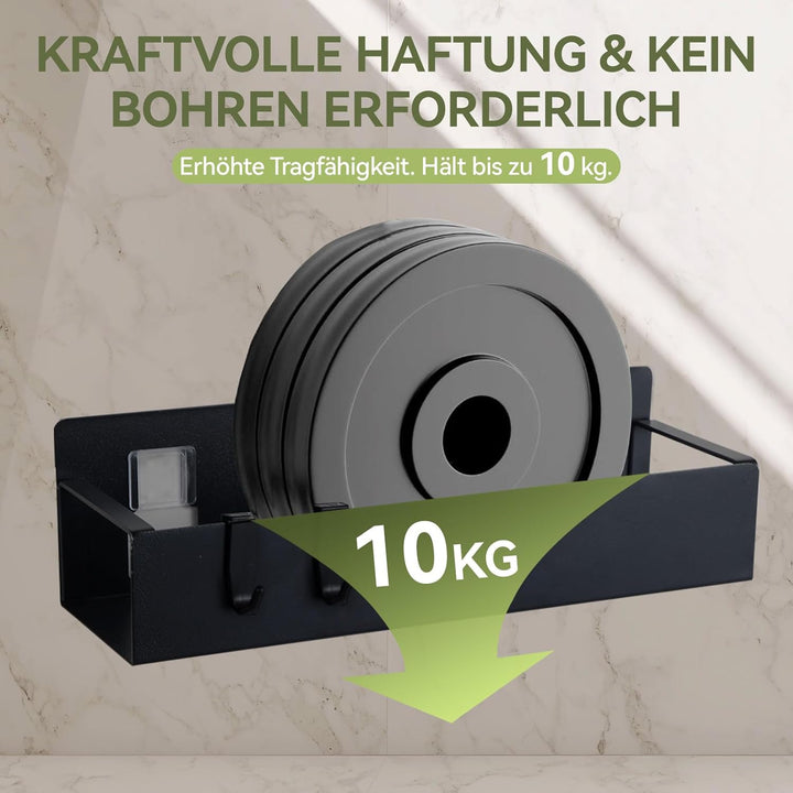 Duschablage ohne Bohren Schwarz, Duschregal Badregal ohne Bohren, 2 Stück Rostfreie Badezimmer Organ