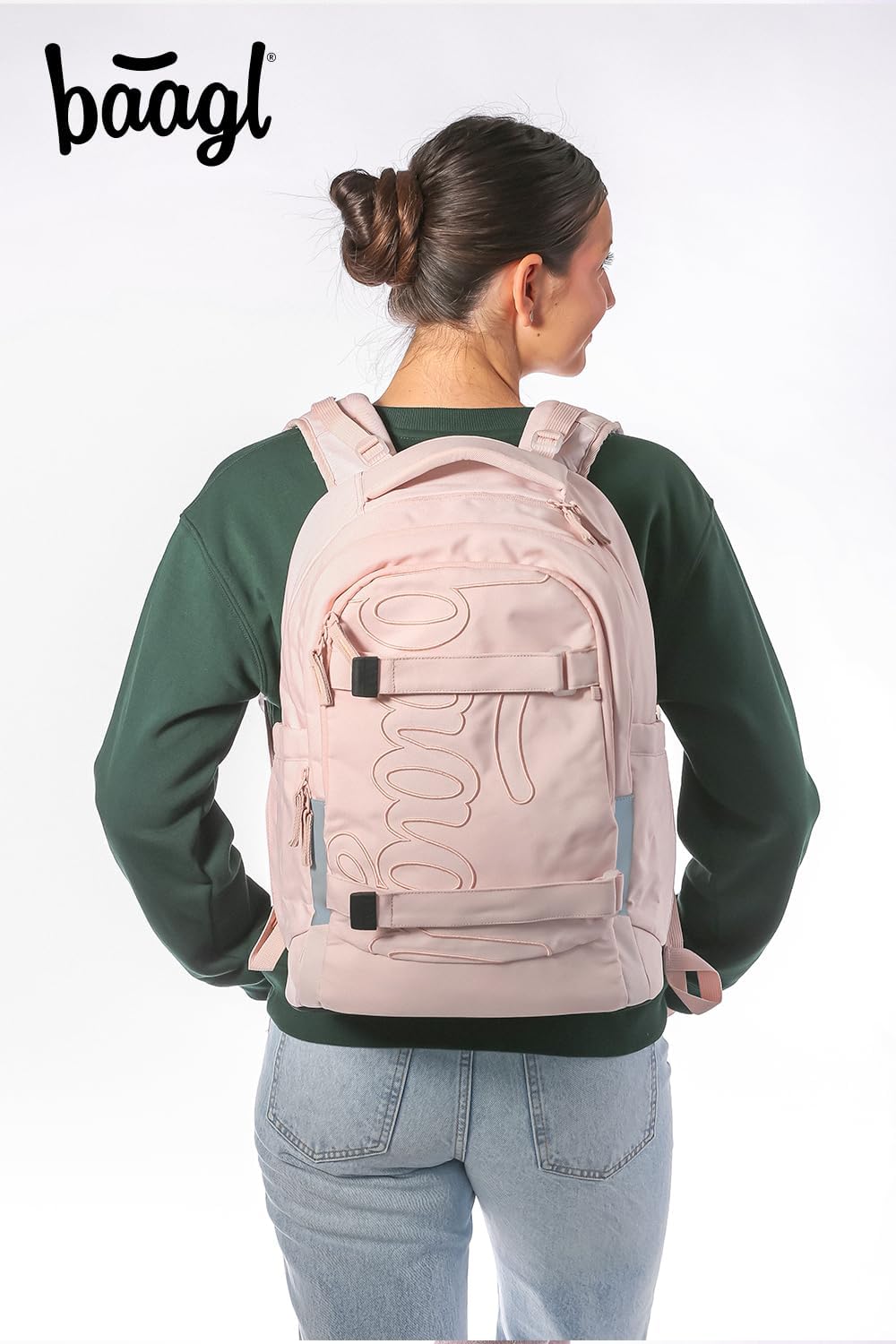 Baagl Schulrucksack Set Jungen Mädchen Teenager 3 Teilig, Skateboard Rucksack Skate MAX, Schultasche