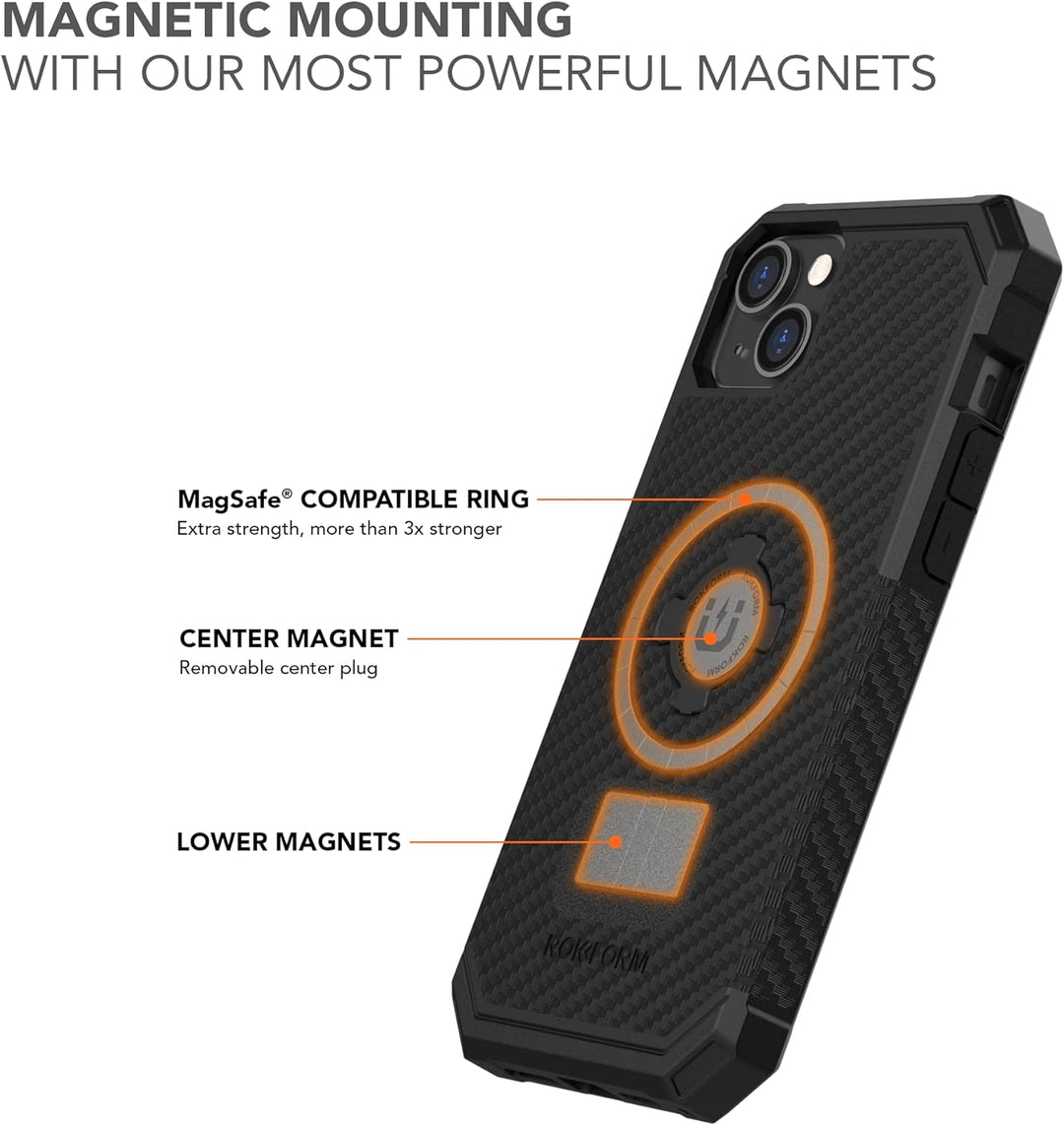 Rokform - iPhone 14 Plus Hülle, Rugged Serie, magnetisch + MagSafe kompatibel, iPhone Cover mit RokL