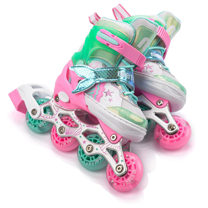 meteor® Inlineskates 4in1 Kinder Inliner Rollschuhe Roller Blades Quad Skates Carbon Kinder Inlinesk