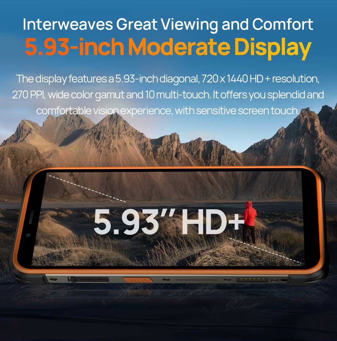 Ulefone Armor 16 PRO Android 12 Outdoor Handy Ohne Vertrag, 122Db Lautsprecher, 9600mAh Akku, Glare