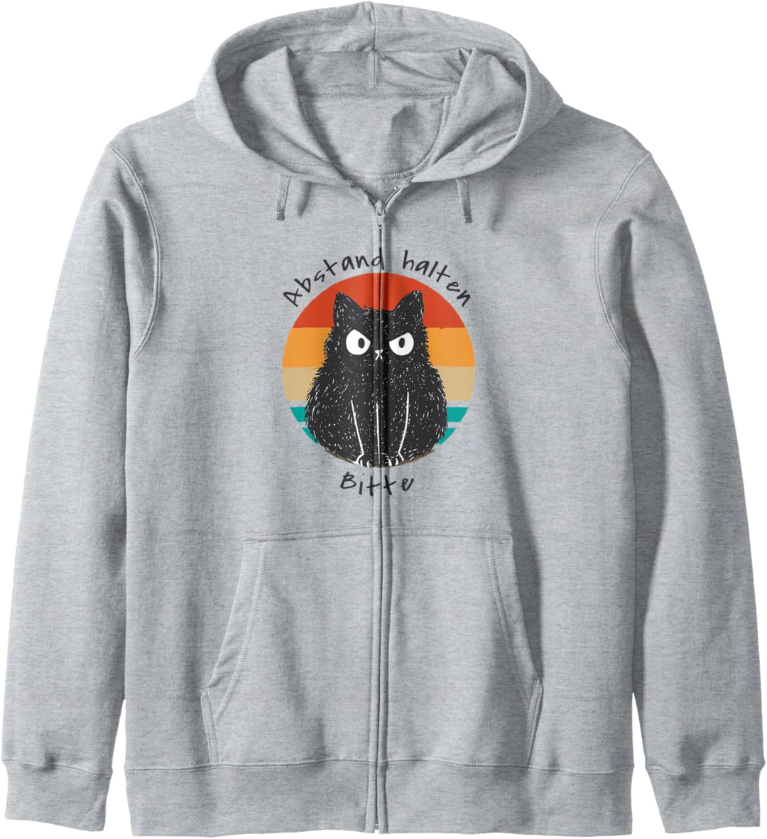 Abstand halten bitte Schwarze Katze Lustig Spruch Sarkasmus Kapuzenjacke