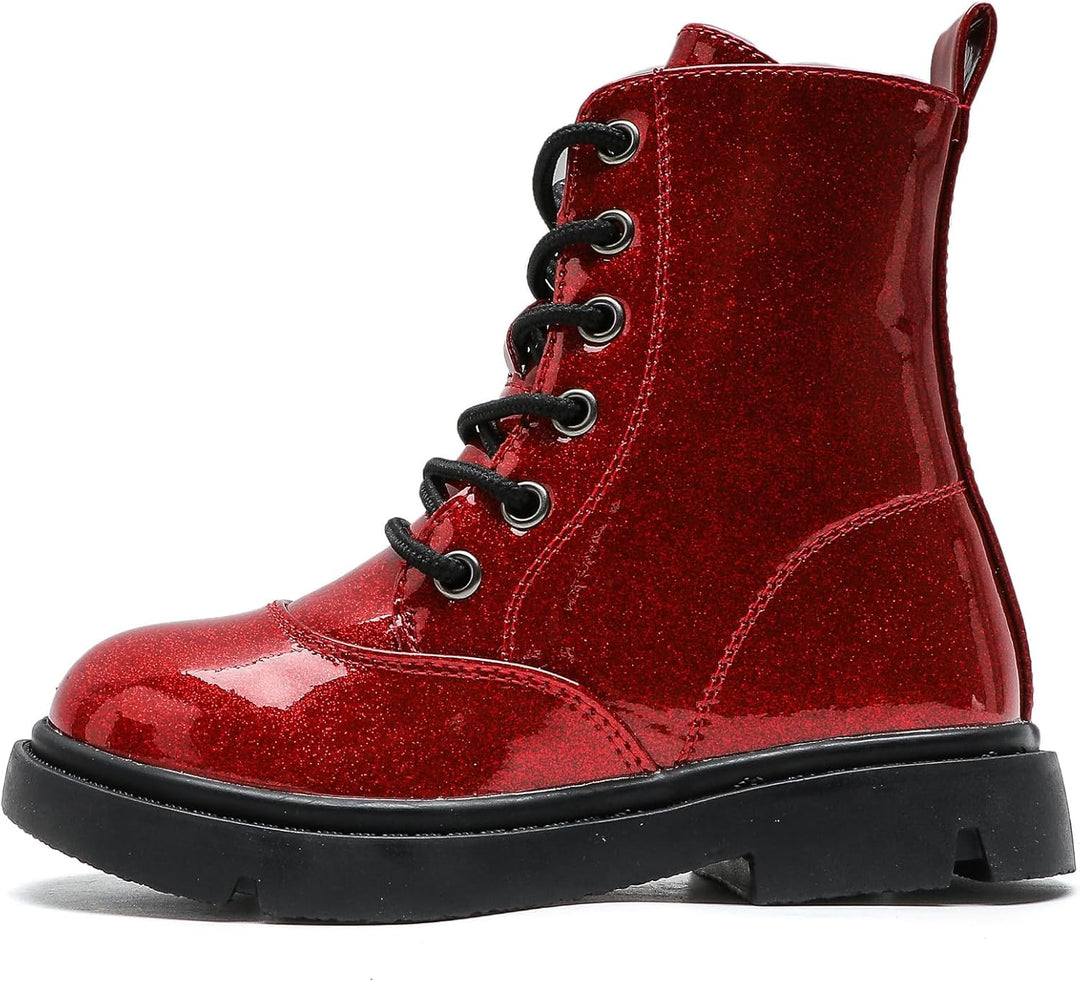 DADAWEN Jungen Stiefel wasserdichte Mädchen Schnürstiefeletten 35 EU Rot, 35 EU Rot