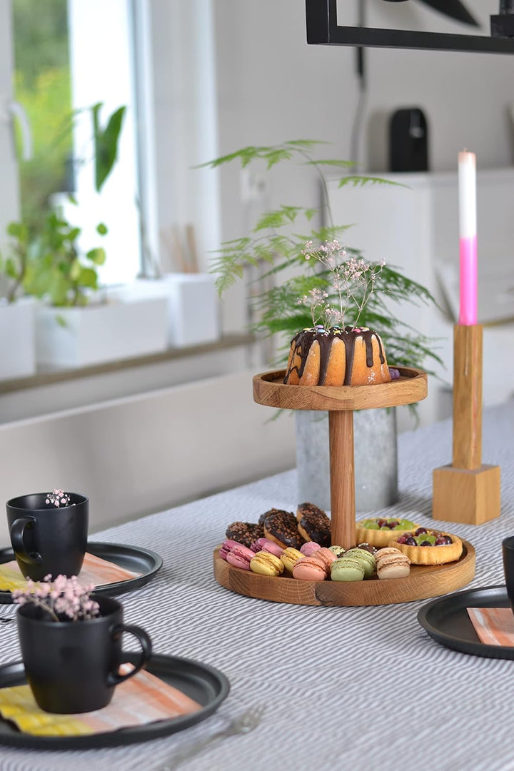Natuhr Etagere Kuchenplatte - Delight - Servierplatte Käseplatte Obstteller Tortenplatte Eiche Massi