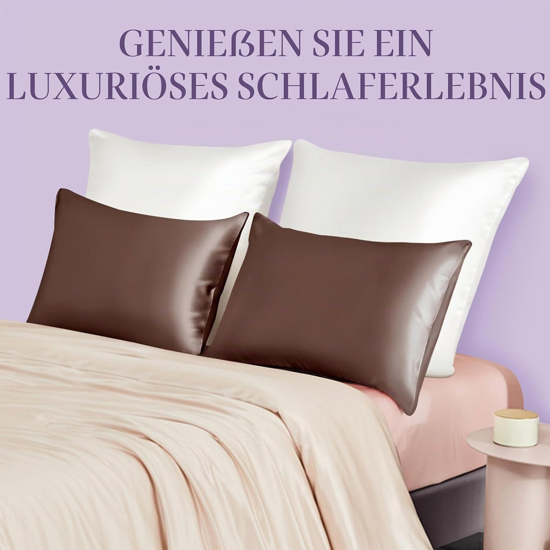 OLESILK Seide Kissenbezug Kissenhülle Haar- und Hautpflege mit Reissverschluss 16 Momme 1 Stück Kaff