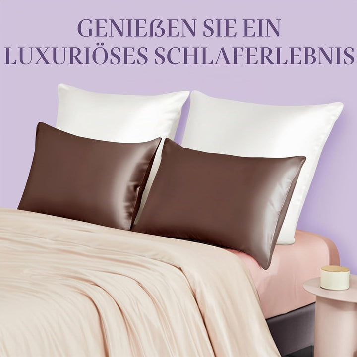 OLESILK Seide Kissenbezug Kissenhülle Haar- und Hautpflege mit Reissverschluss 16 Momme 1 Stück Kaff