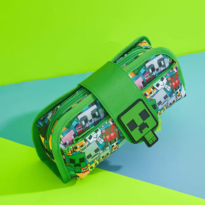 Minecraft Federmäppchen Federtaschen Mäppchen Etui Stifte Schulsachen 2 in 1 Pencil Case für Schule