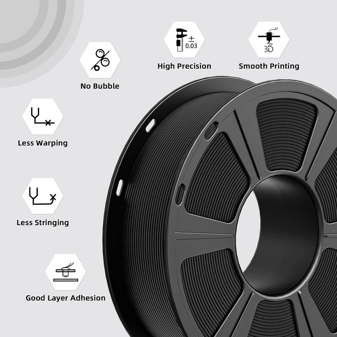 GEEETECH Matte PLA Filament, 3D-Drucker PLA Filament 1 kg Spule, Genauigkeit +/- 0,03 mm, Schwarz BA