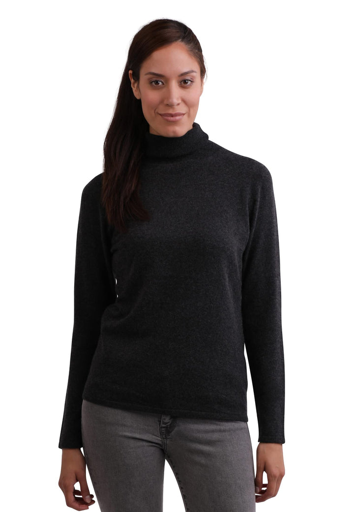 100% Kaschmir Damen Pullover | Sweater Rollkragen 2-fädig XS Dunkelgrau, XS Dunkelgrau