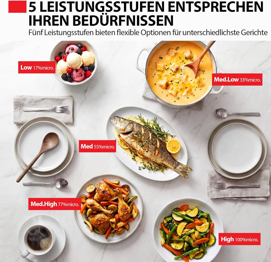 Toshiba MW2-MG20PE(BK) Mikrowellenherd 700 W mit knuspriger Grill- & Kombigarfunktion, 5 Leistungsst