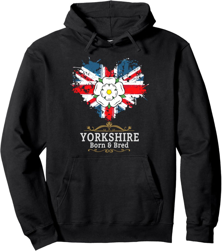 Yorkshire Born & Bred Idee für Frauen mit Union Jack Herz Pullover Hoodie