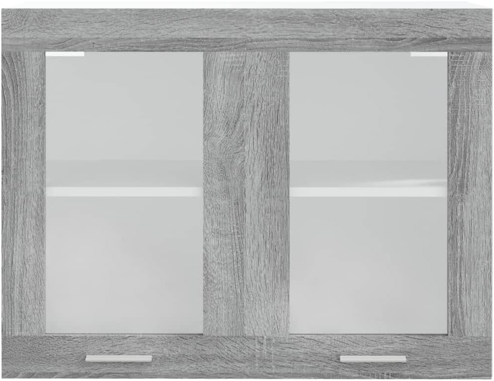 INLIFE Hängeschrank Glas Grau Sonoma 80x31x60 cm Holzwerkstoff,Grau,20.8KG