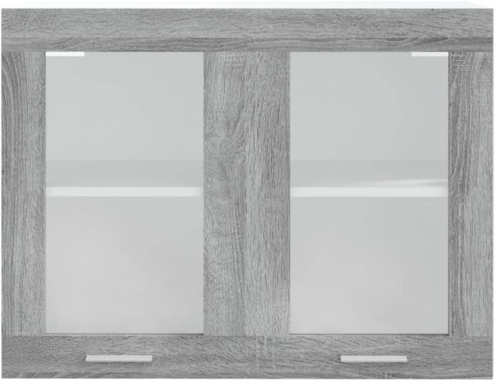 INLIFE Hängeschrank Glas Grau Sonoma 80x31x60 cm Holzwerkstoff,Grau,20.8KG