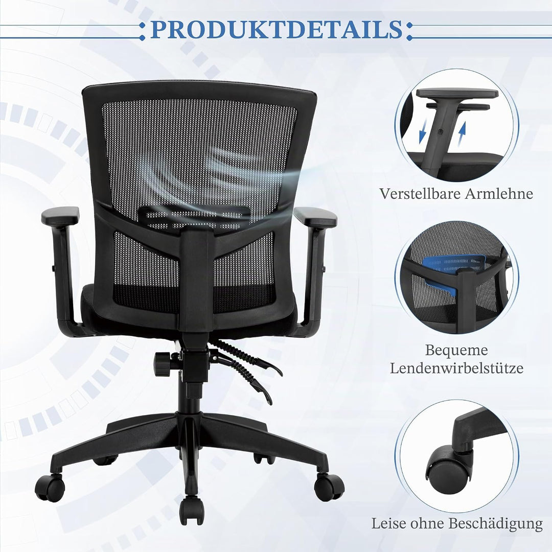 Alpha Home Bürostuhl Ergonomischer Schreibtischstuhl, Computer-Arbeitsstuhl mit atmungsaktivem Mesh