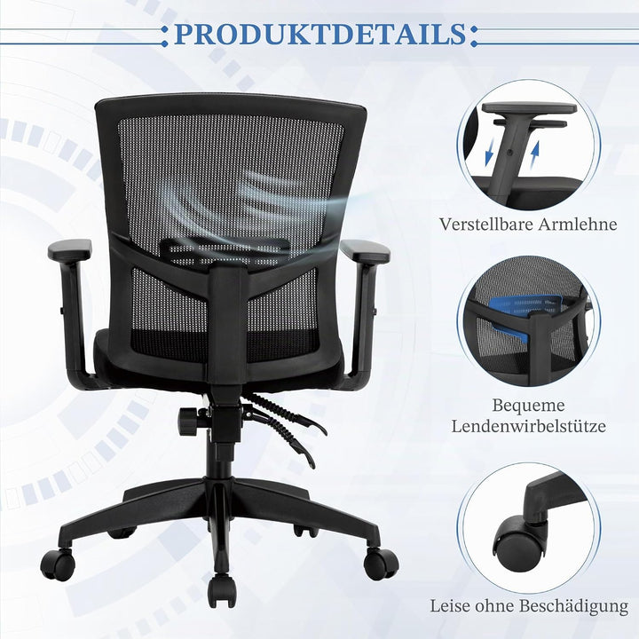 Alpha Home Bürostuhl Ergonomischer Schreibtischstuhl, Computer-Arbeitsstuhl mit atmungsaktivem Mesh