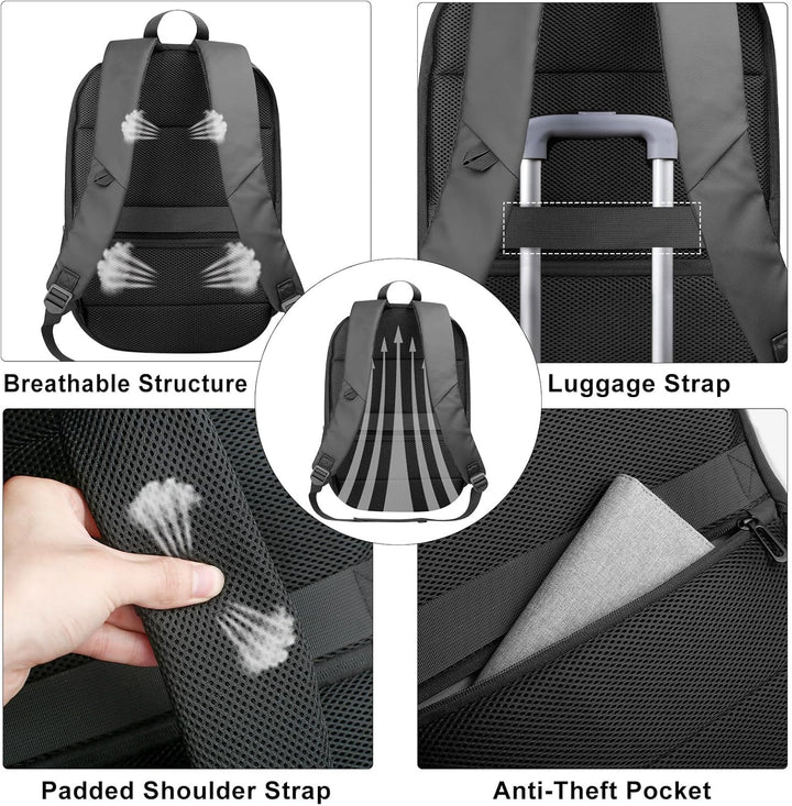 Rucksack Herren Wasserdicht Laptop Rucksack 17 zoll Business Rucksack Gross mit USB-Anschluss Backpa
