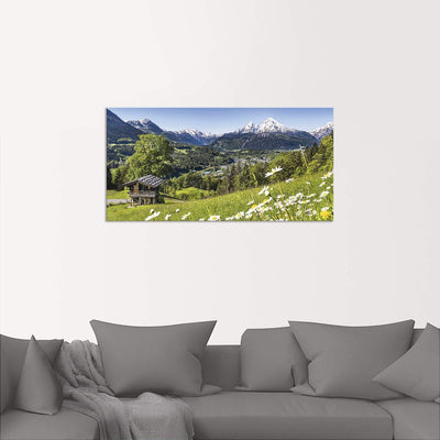 ARTland Wandbild Alu Verbundplatte für Innen & Outdoor Bild 60x30 cm Alpen Landschaft Berge Wald Geb