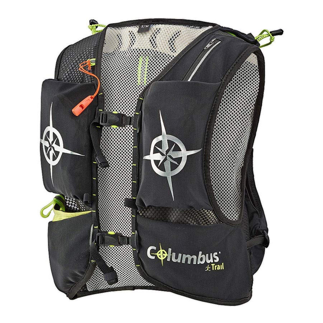 COLUMBUS Trail Vest 5L - Trinkweste in Schwarz für Trinkreservoirs oder andere Ausrüstung. Reflektie