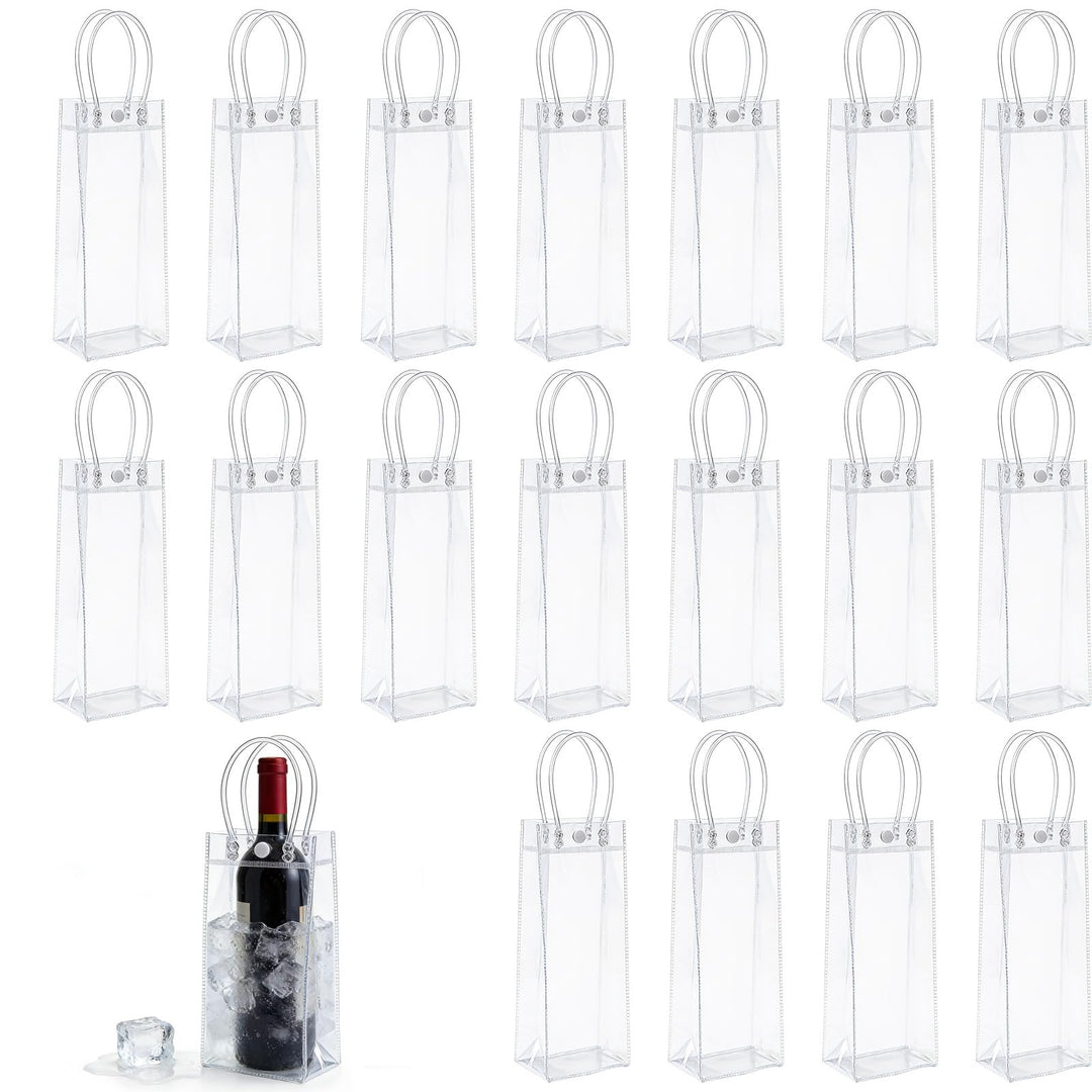 18 Stück Flaschenkühler Eistasche Kühltasche: 25 * 10 * 10cm PVC Eisbeutel Flaschenkühler, Transpare