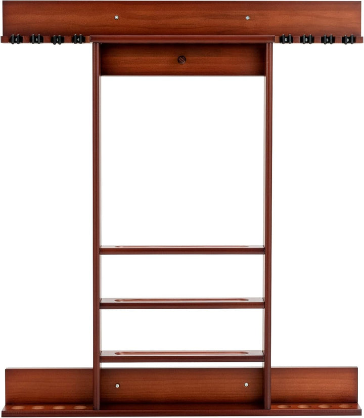 COSTWAY Billard Queue Halter Wandmontage, Wandqueuehalter für 8 Queues, 15 Billardkugeln und 1 Balls
