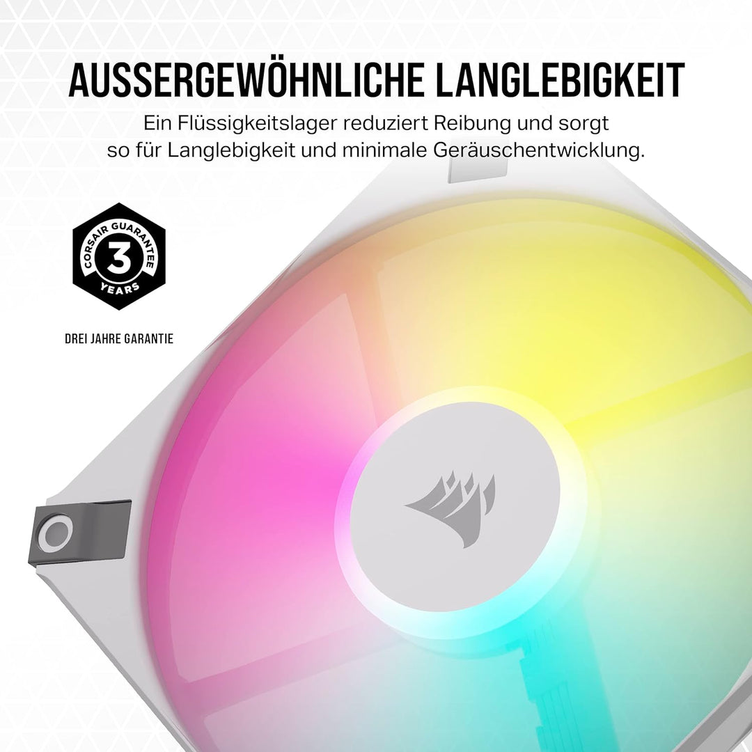 Corsair AF120 RGB Slim, 120-mm-PWM-Lüftersatz Mit Dynamischem Lager - Dünnes Profil Für Kleine Gehäu