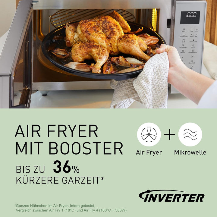 Panasonic NN-CT57RMEPG 27L 4-in-1 Kombimikrowelle mit Airfryer, 1000W Inverter, 19 Automatikprogramm
