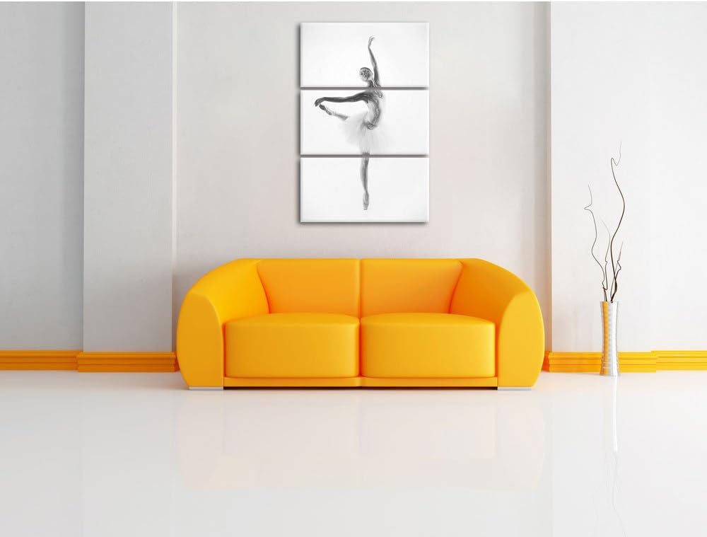 Pixxprint Ästhetische Ballerina als Leinwandbild/Grösse: 3 Teilig (120x80 cm) cm/Wandbild/Kunstdruck