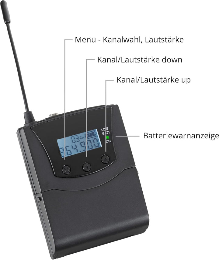 Pronomic Silent Disco V2 SDR BP30 Bodypack Receiver - Kabelloser Funkempfänger für Silent Disco und