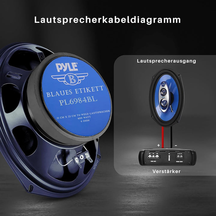 Pyle Auto Lautsprecher 6x9 Zoll 4 Wege Set 400W - Einbaulautsprecher Auto Kfz Lautsprecher mit Hocht