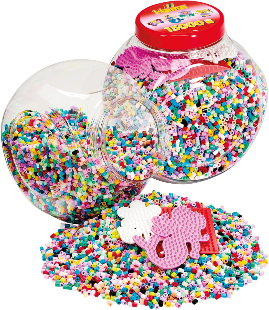 Hama Perlen 2066 Bügelperlen XXL Dose mit ca. 15.000 bunten Midi Bastelperlen mit Durchmesser 5 mm i