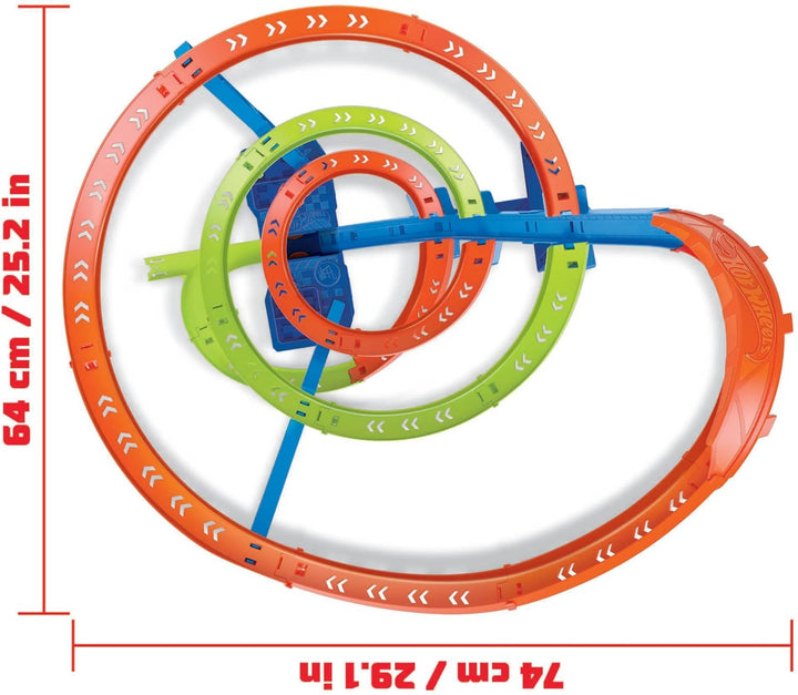 Hot Wheels HJT51 - Action Spirale Autorennbahn mit Crash-Zonen und batterie-betriebenem Beschleunige