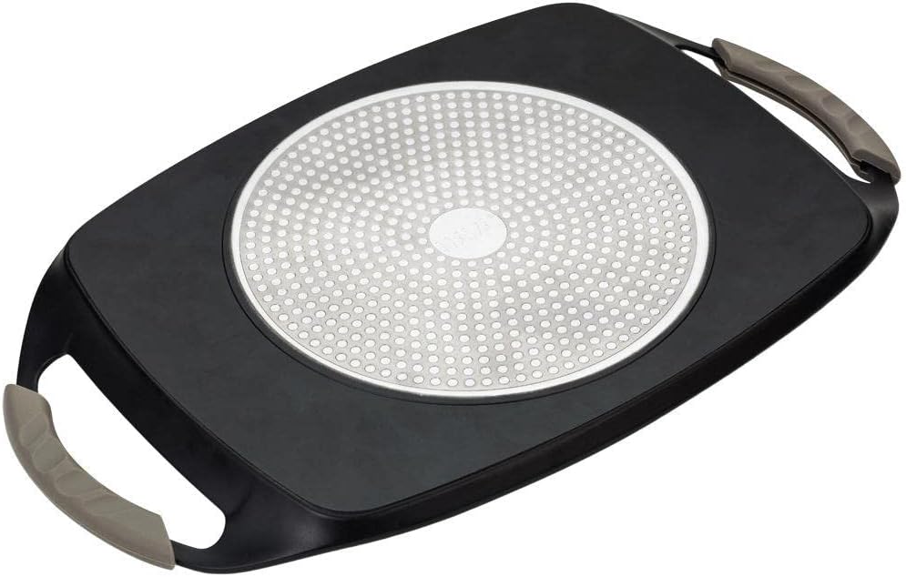 NAVA Grillplatte | Grillpfanne mit Granitbeschichtung FUNTZIO 48x29 cm zum Grillen Braten glatt geri