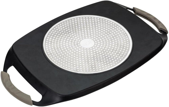 NAVA Grillplatte | Grillpfanne mit Granitbeschichtung FUNTZIO 48x29 cm zum Grillen Braten glatt geri