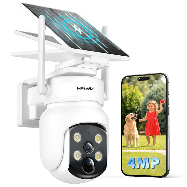 2.5K 4MP Überwachungskamera Aussen Solar, 360°PTZ Kamera Überwachung Aussen Akku, 2,4/ 5GHz WLAN Kam