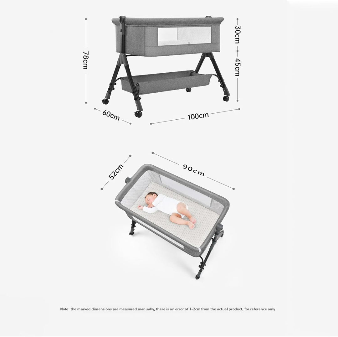 Beistellbett Baby, Stubenwagen Baby mit Rollen Liefert mit einem grossen Aufbewahrungskorb und Winde