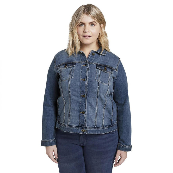 TOM TAILOR Damen Plussize Jeansjacke im Washed-Look 52 10110 - Blue Denim, 52 10110 - Blue Denim