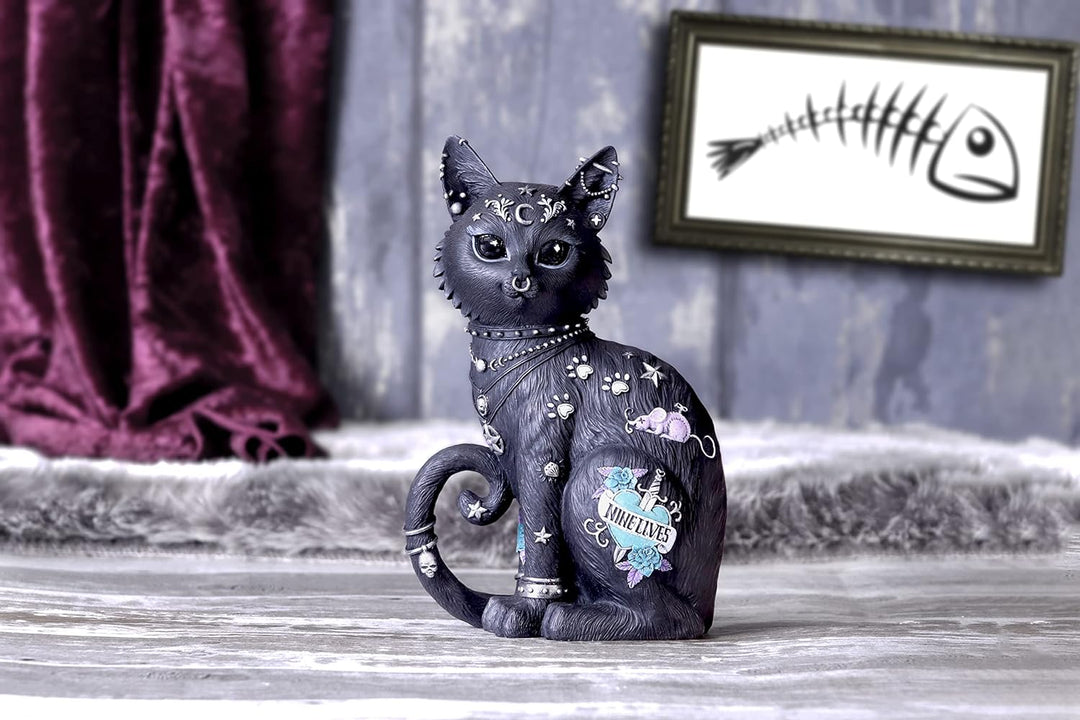 Nemesis Now Nine Lives Katzenfigur, Schwarz, 22 cm, B5886V2 22 cm Schwarz, 22 cm Schwarz