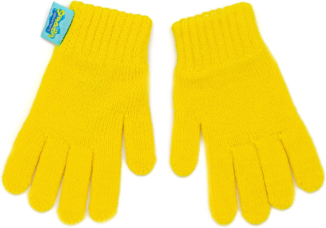 SPONGEBOB SQUAREPANTS Hut und Handschuhe Kinder gelbe gestrickte Winterleiste