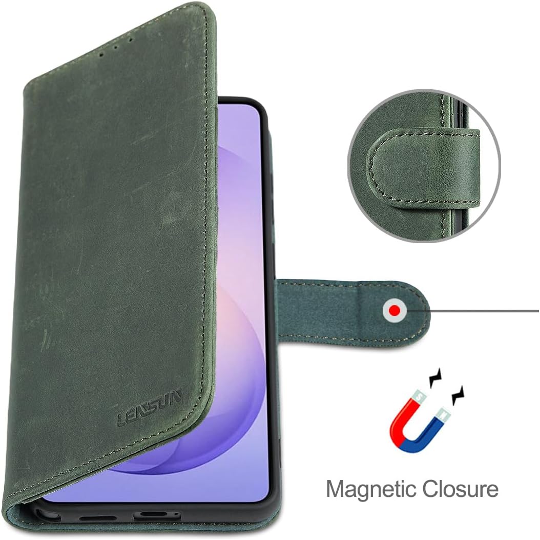 LENSUN Echtleder Hülle für Samsung Galaxy S26 Ultra, Handyhülle Klapphülle [RFID Schutz][Magnetversc