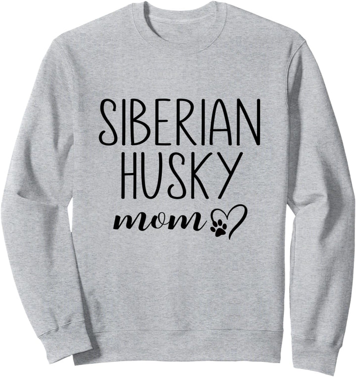Dog Paw Print Heart Siberian Husky Mom Sweatshirt