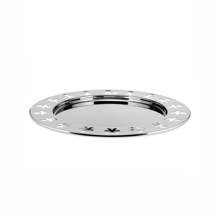 Alessi "GIROTONDO" Platte, rund mit durchbrochenem Rand aus Edelstahl, 3.7 x 41 x 8.2 cm Silber, Sil