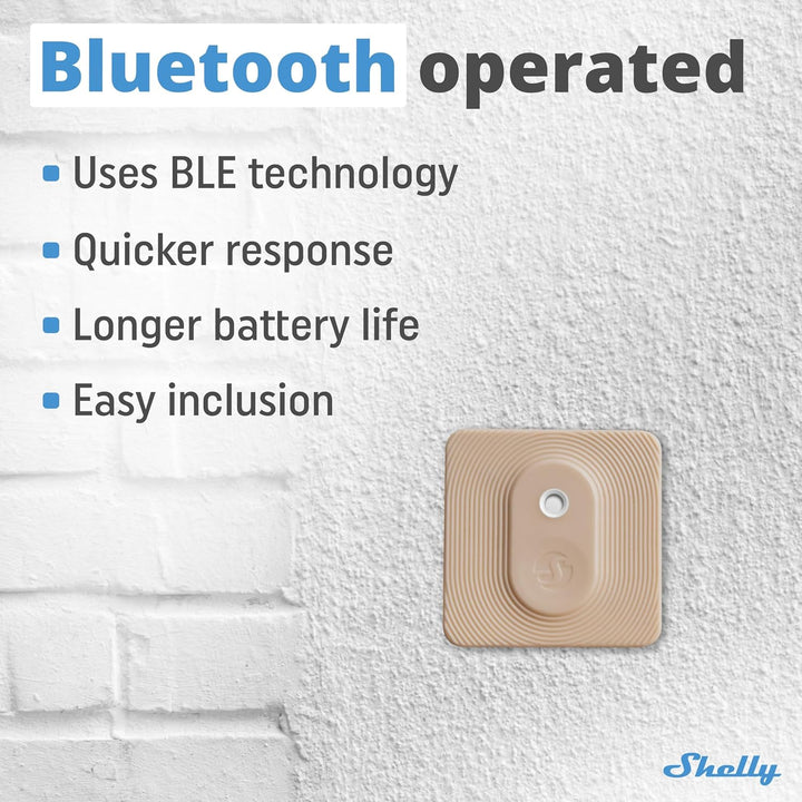Shelly Blu H&T Mocha | Bluetooth-gesteuerter Temperatur- und Luftfeuchtigkeitssensor | Spritzwasserg
