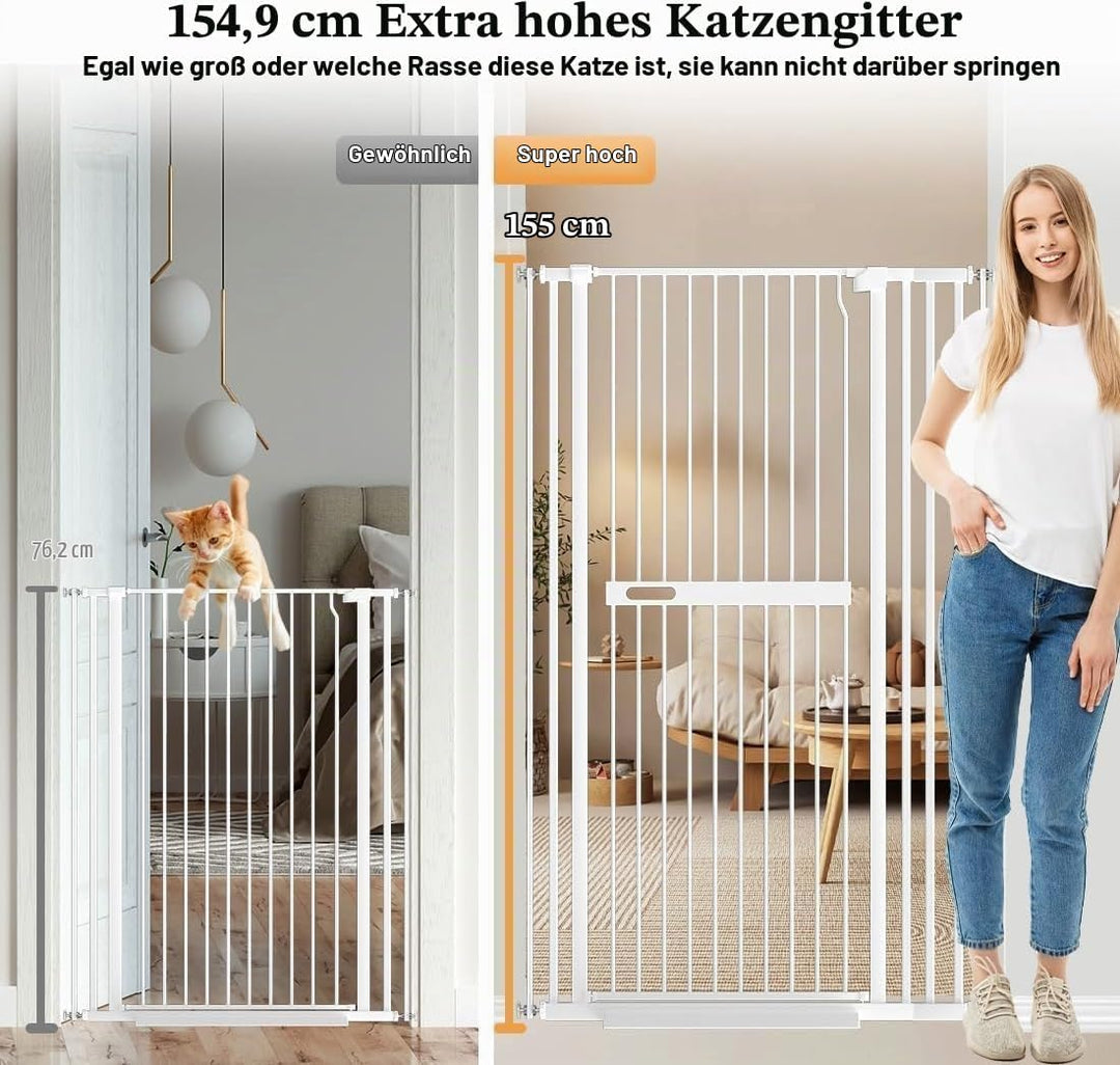 Xifamniy 155 cm Extrahohe Haustiertür, Katzen- und Hundetür Einstellbare Schwellenbreite, 76.5–108 c
